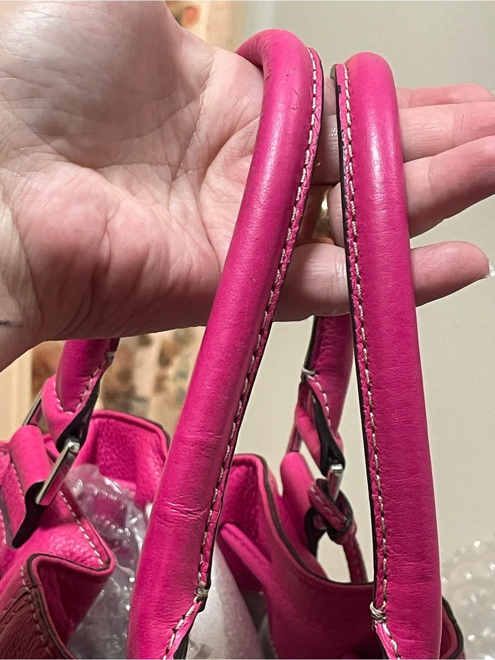 Michael Kors Brookville Large hot Pink Pebbled Leather Satchel convertible Bag